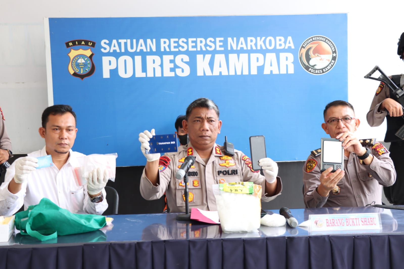 Polres Kampar Gelar Press Release Ungkap Kasus 1,25 Kg Narkoba Jenis Sabu