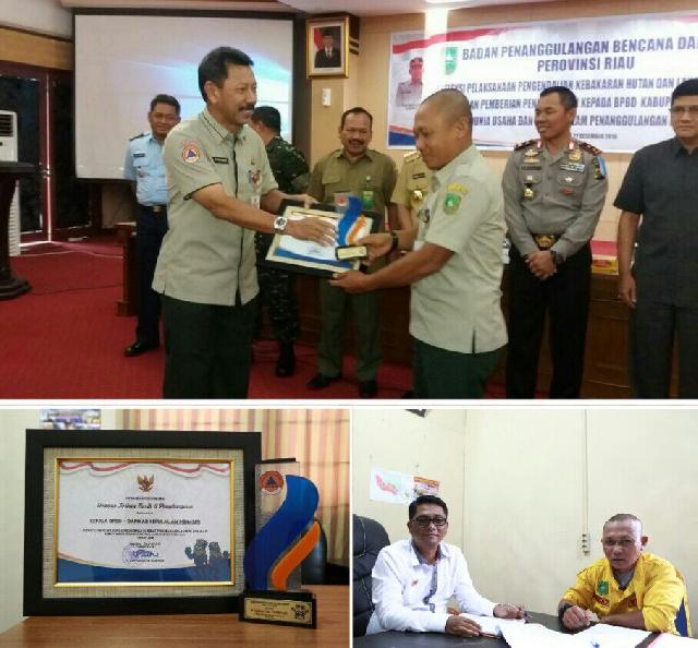 BPBD Meranti Raih Penghargaan Gubernur Riau Karena Berhasil Tekan Angka Karlahut 70-80 % Tahun 2016