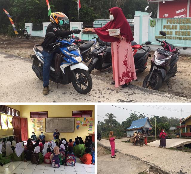 UPT Puskesmas Kecamatan Pulau Merbau Sosialisasi Bahaya Kabut Asap dan Bagikan Masker