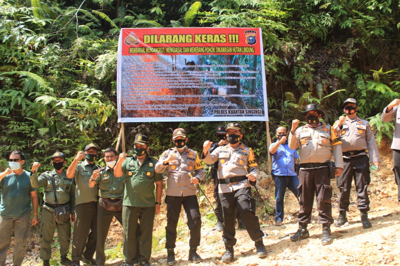 Cegah Pembalakan Liar, Kapolres Kuansing dan Kapolres Sijunjung Pimpin Patroli dan Pengecekan Bersama Ke Hutan Lindung Bukit Batabuh Areal Bukit  Tabandang