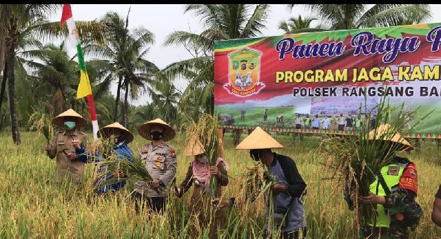 Program Jaga Kampung Polsek Rangsang Barat Panen Raya Padi