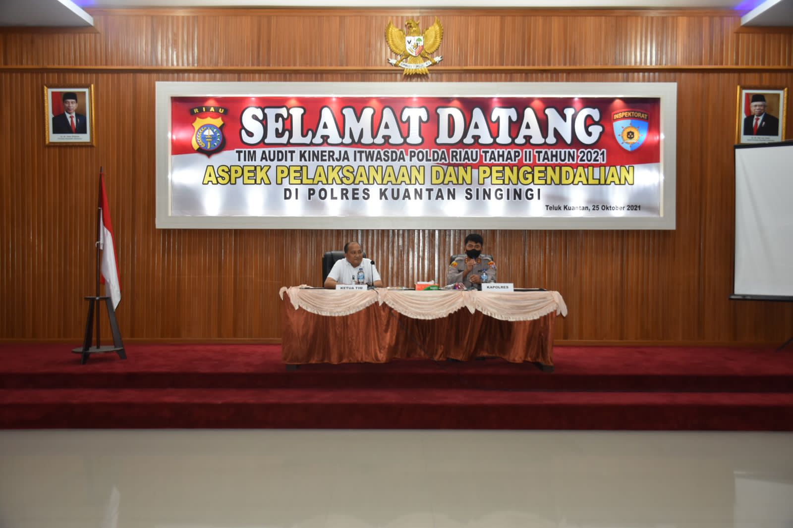 Pembukaan Audit Kinerja Itwasda Polda Riau  Tahap II Aspek Pelaksanaan  Dan Pengendalian Tahun 2021 di Polres Kuantan Singingi