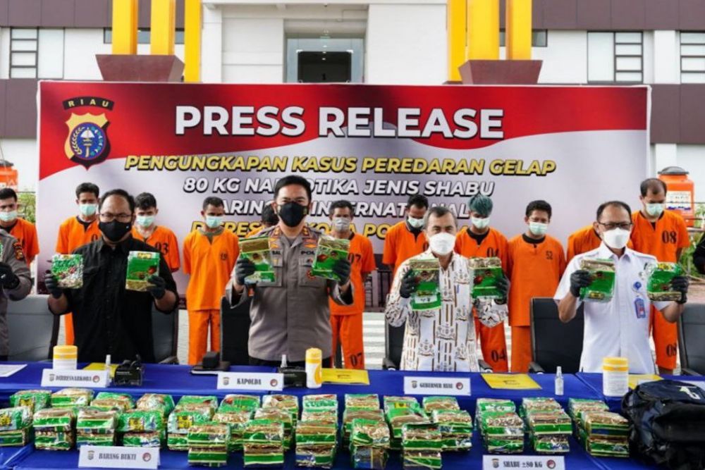 Polda Riau Tangkap 11 Jaringan Narkoba Jenis Sabu dari Malaysia