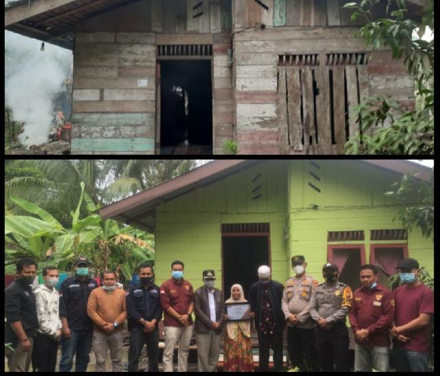 Rumah Yanto Warga Desa Mekong Selesai Direnovasi Polsek Tebing Tinggi Barat dan Komunitas RComunity