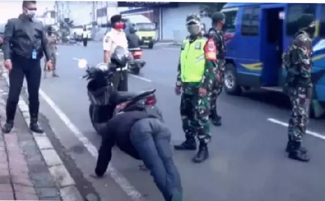 Tak Pakai Masker saat PSBB di Bekasi, Pengendara Dihukum Push Up