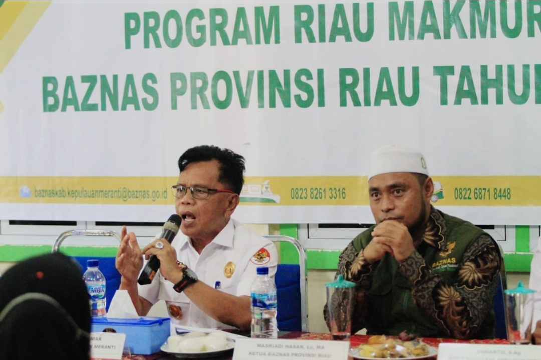 Wabup H Asmar Hadiri Kegiatan Pendistribusian Dana Zakat Dari Baznas Provinsi Riau Kepada Baznas Kabupaten Kepulauan Meranti Tahun 2021