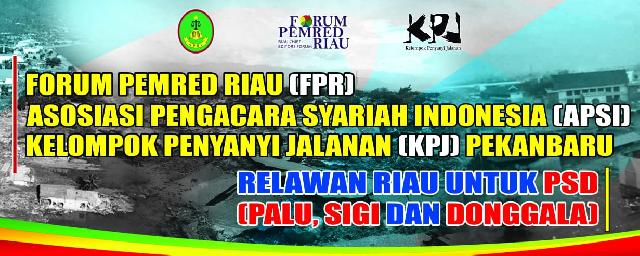 Petinggi Forum Pemred Riau, APSI dan KPJ Terbang ke Palu Bantu Korban Tsunami