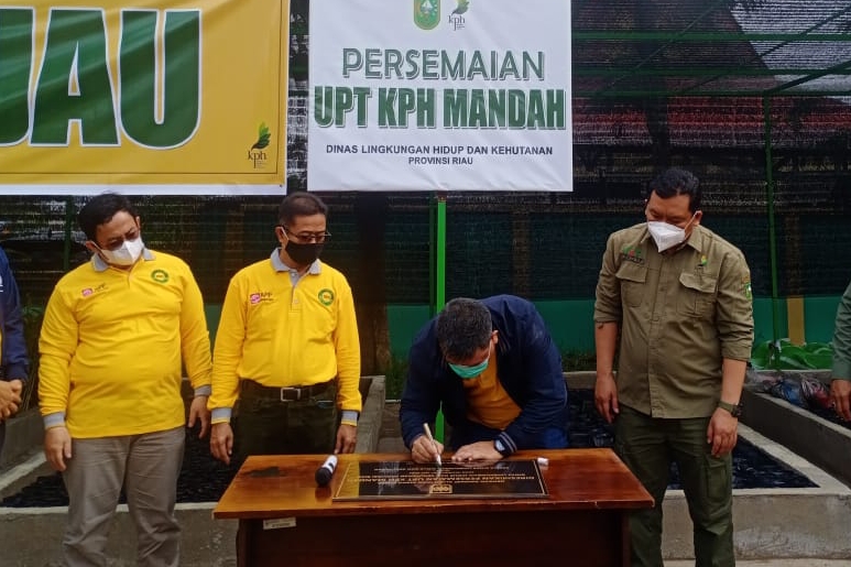 Kadis LHK Riau Resmikan Persemaian KPH Mandah