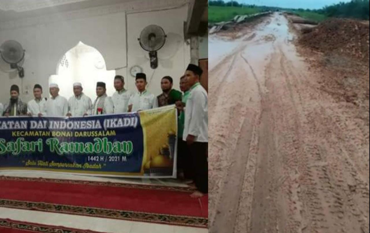 Terjang Jalan berlumpur, Ikadi Bonai Darussalam Lakukan Safari Ramadhan 1442 H Ke Masjid Al Ma'wa