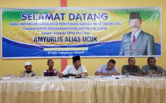 Wakil Ketua Komisi I DPRD Riau Amyurlis Alias Ucok Sosialisasi Peraturan Daerah Nomor 17 Tahun 2018