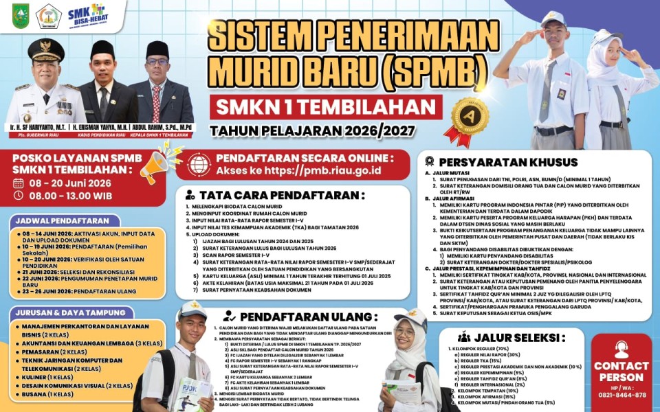 SMKN 1 Tembilahan: Transformasi Pendidikan SPMB 2026 Dibuka Dan Perkuat Karakter Lewat Qurban 3 Ekor Sapi