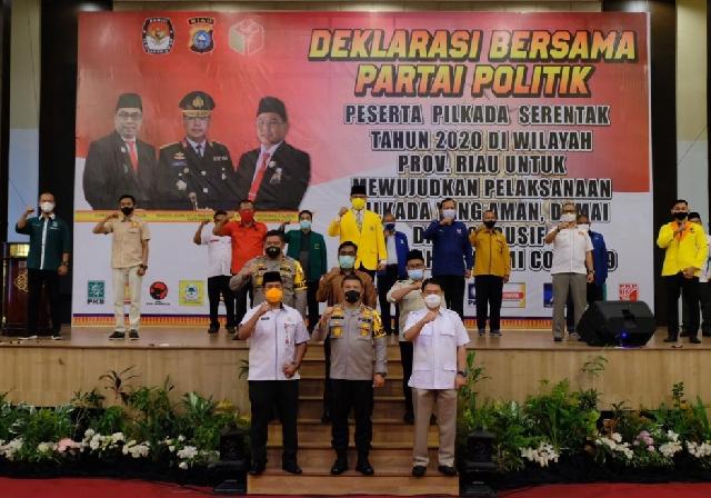 Kapolda Riau Inisiasi Deklarasi Bersama Parpol, Wujudkan Pilkada Aman Damai Ditengah Pandemi
